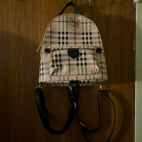 2023 Burberry original small backpack bag! Small Check Backpack in Sand - Men | Burberry® Official main image 3